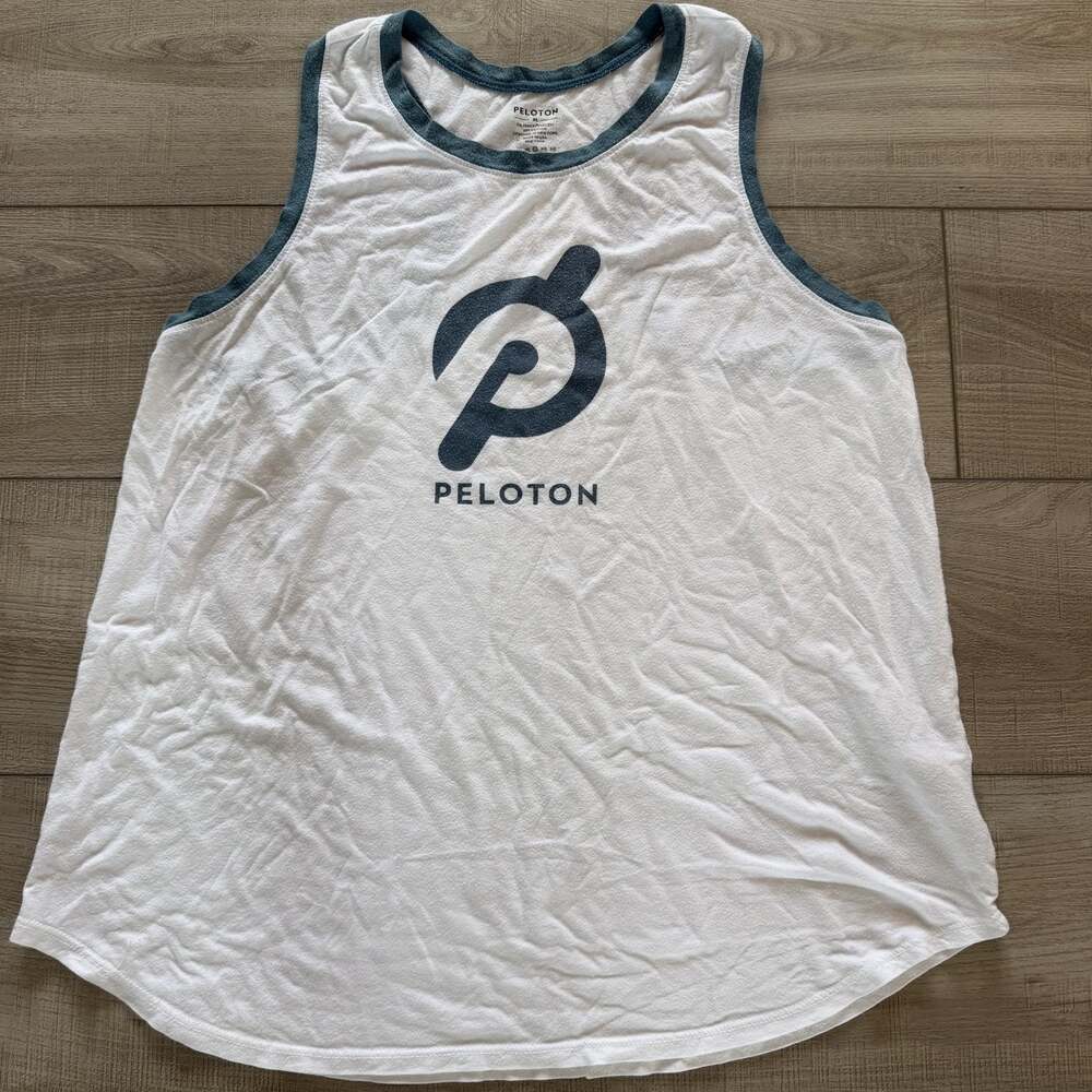Peloton Womens XL White Racerback Tank Top Teal